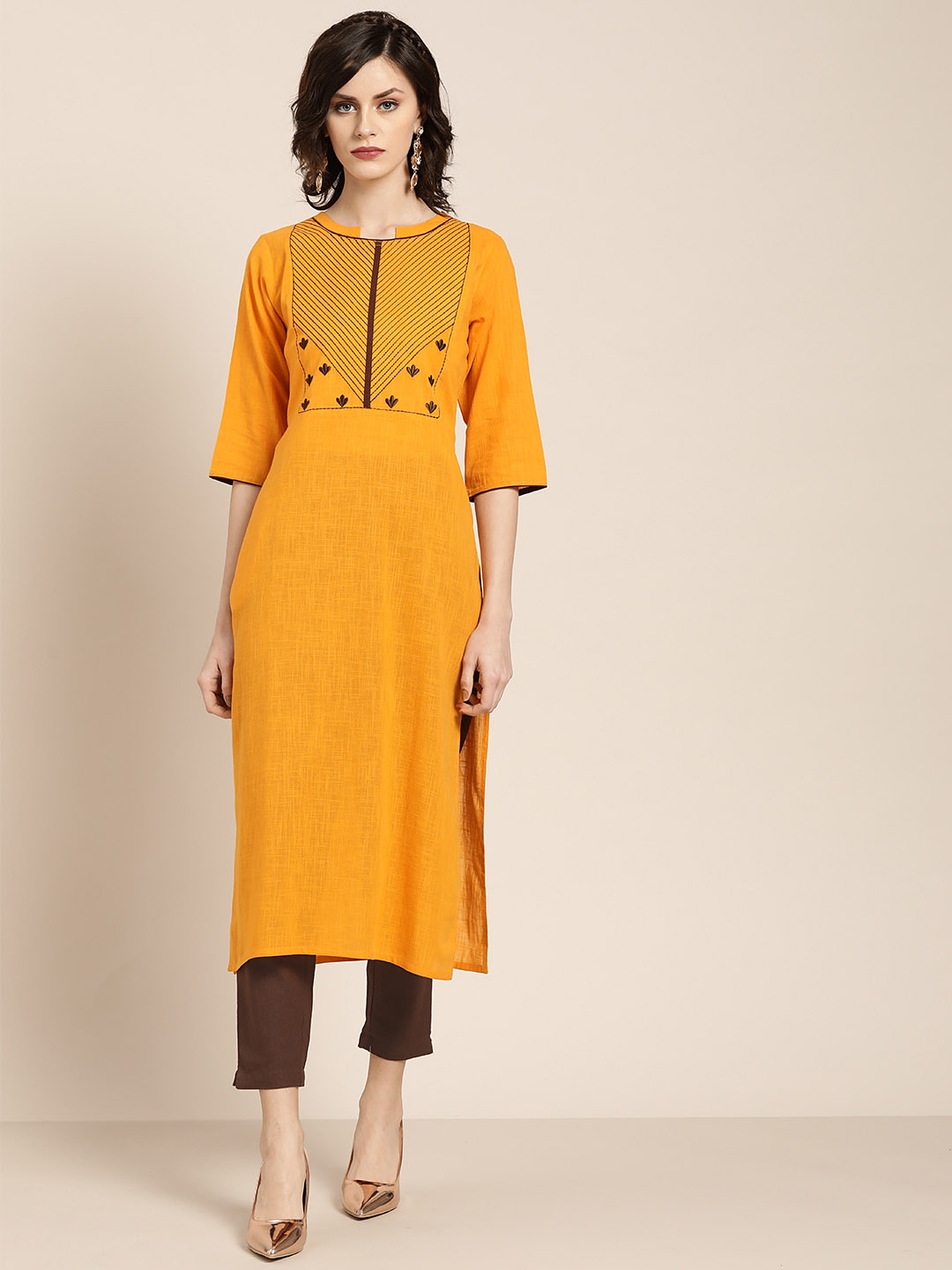 myntra mustard kurti