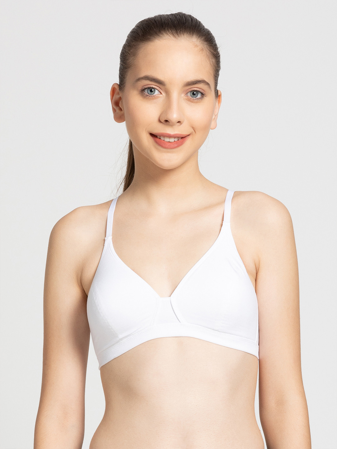 Buy Jockey White Solid Non Wired Lightly Padded Beginners Bra MJ06 0105