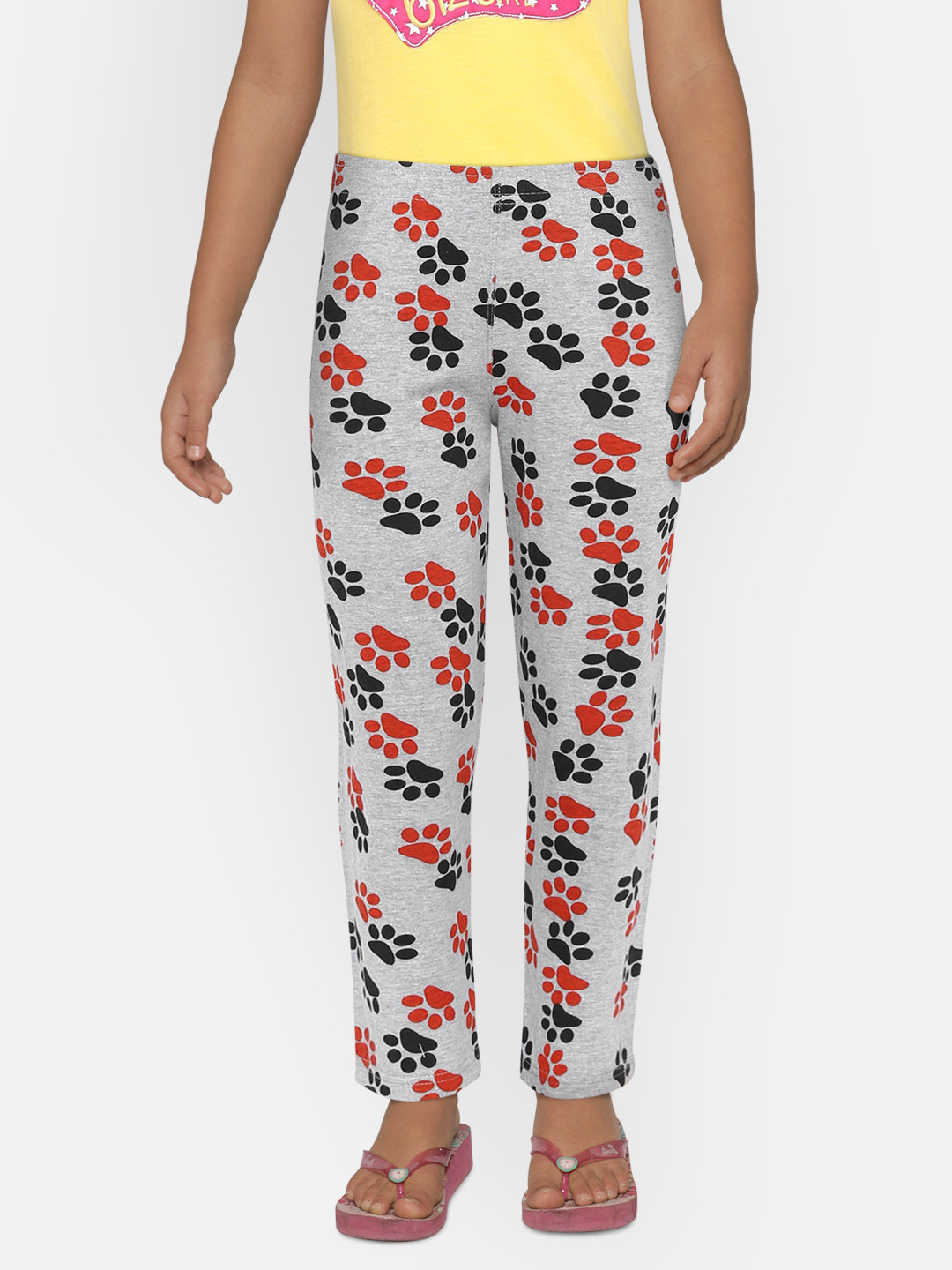 Buy SINI MINI Girls Grey & Orange Printed Regular Fit Lounge Pants