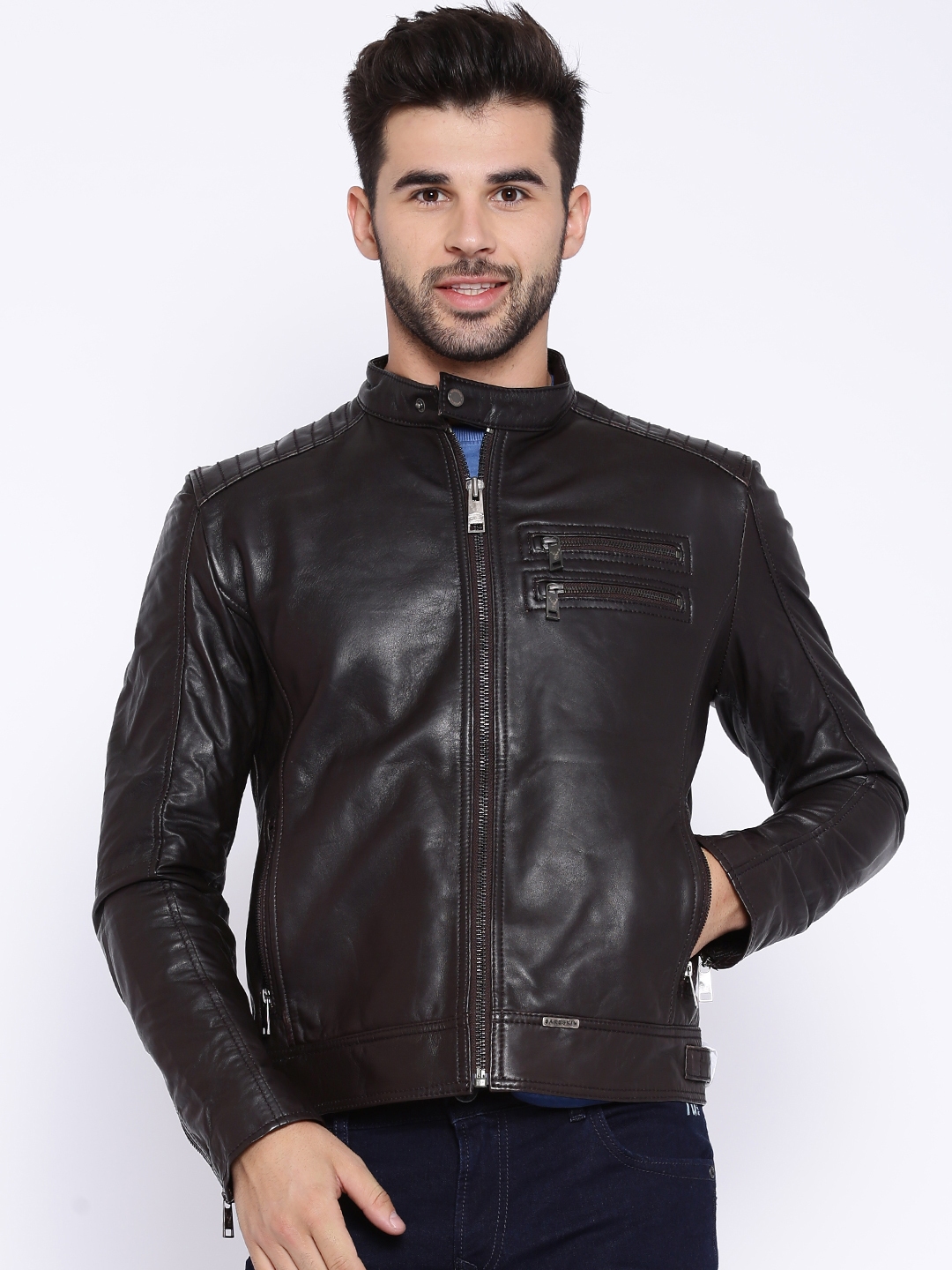 Buy BARESKIN Brown Leather Jacket - Jackets for Men 1139767 | Myntra