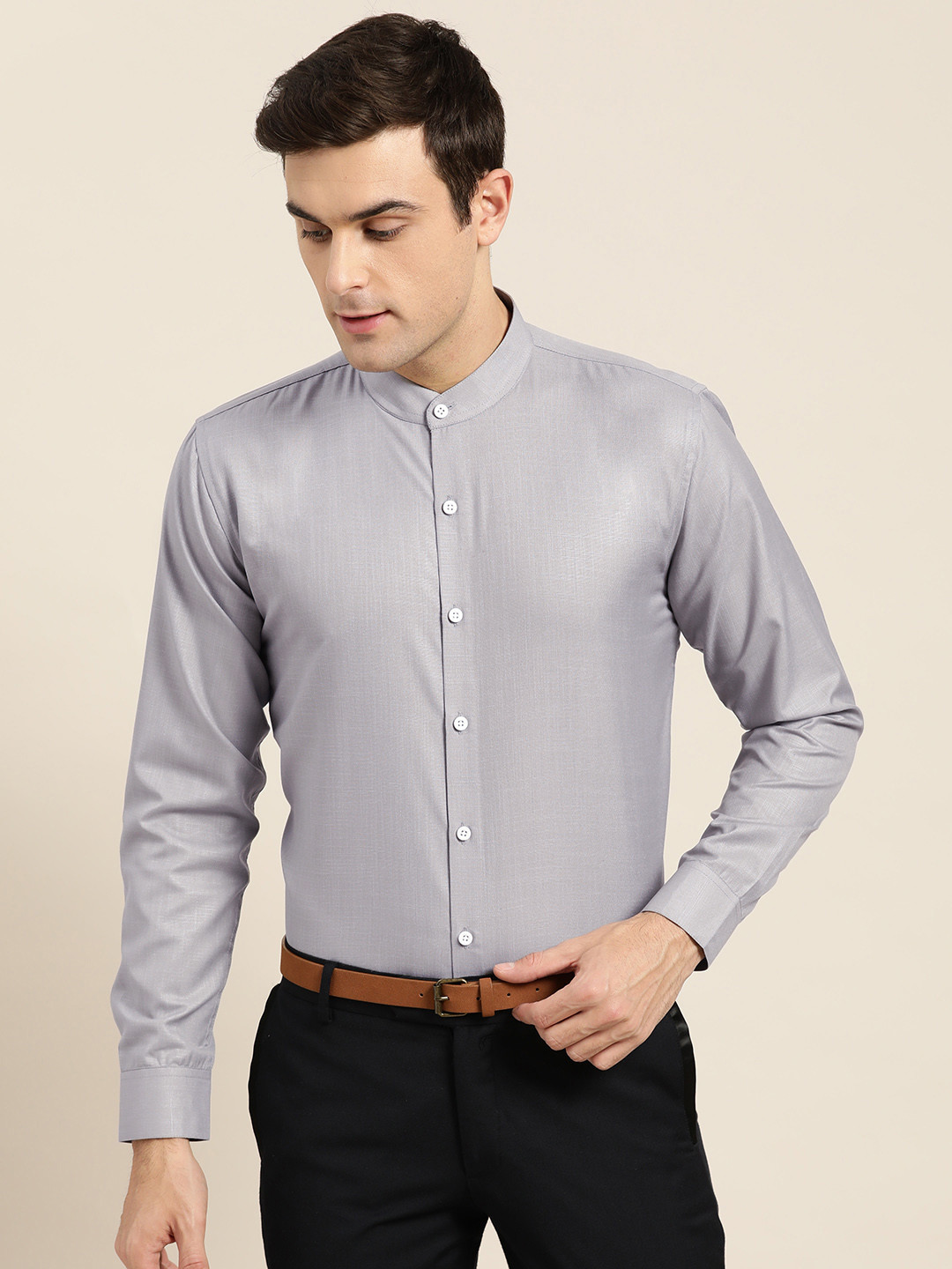 Buy SOJANYA Men Grey Classic Regular Fit Solid Formal Shirt Shirts