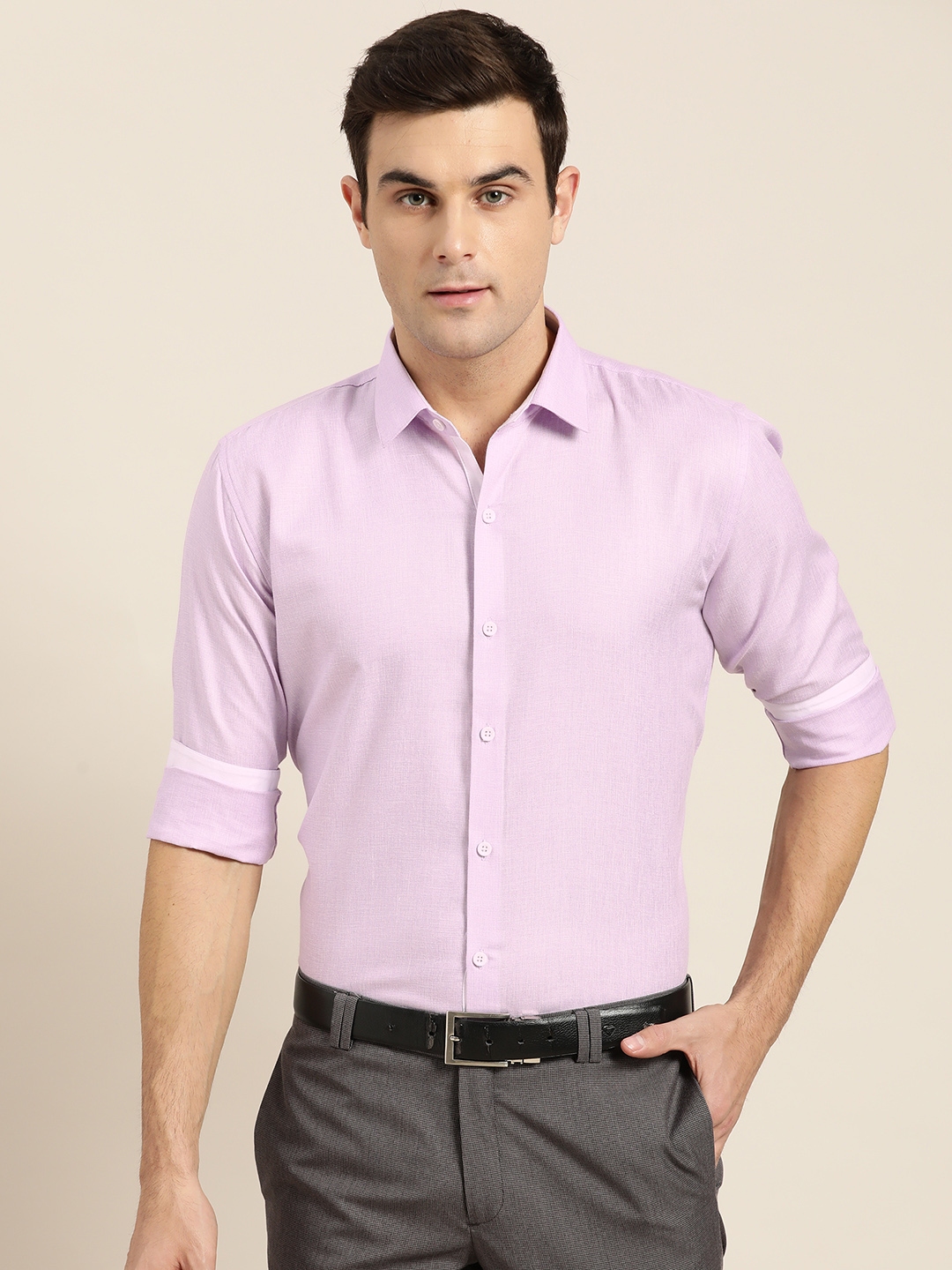 Buy SOJANYA Men Purple Classic Regular Fit Solid Formal Shirt - Shirts ...
