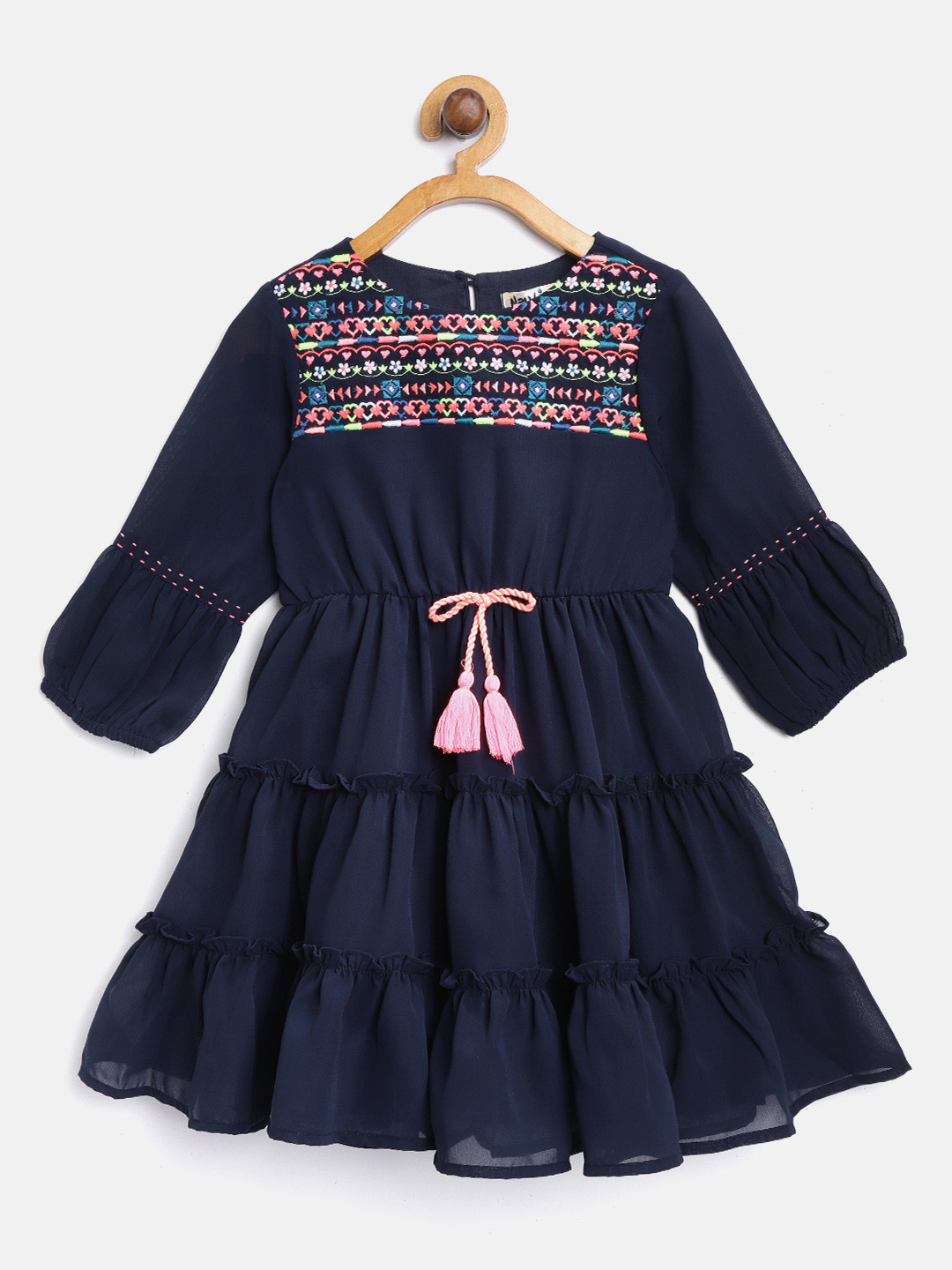 Nautinati Turquoise Blue Floral Net Fit Flare Dress main image 0