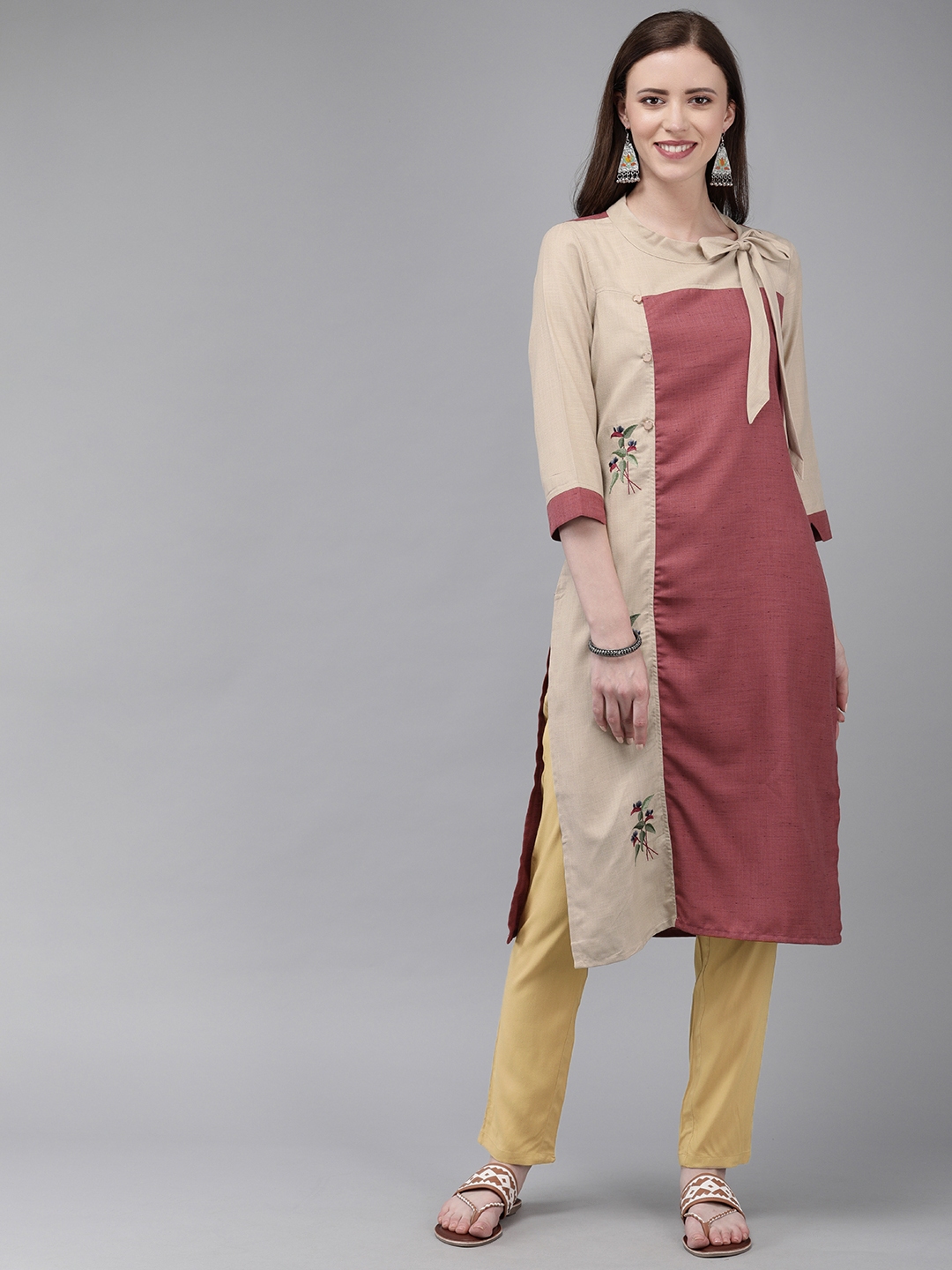 anouk maroon kurta set