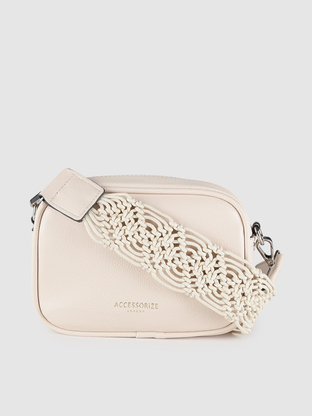 Buy Accessorize Cream Coloured Solid Sling Bag Handbags for Women