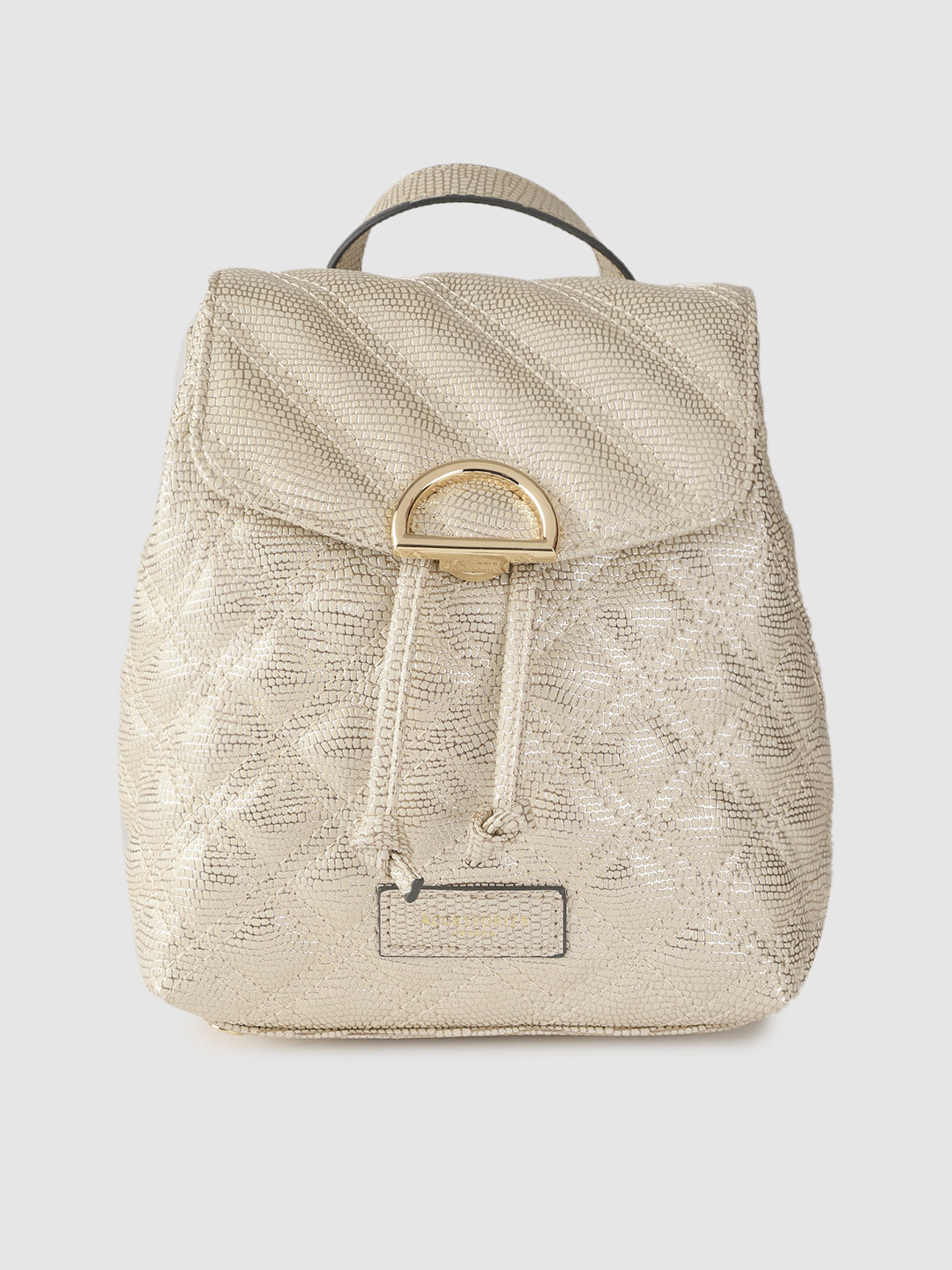 Buy Accessorize Women Gold Toned Textured Backpack Backpacks for