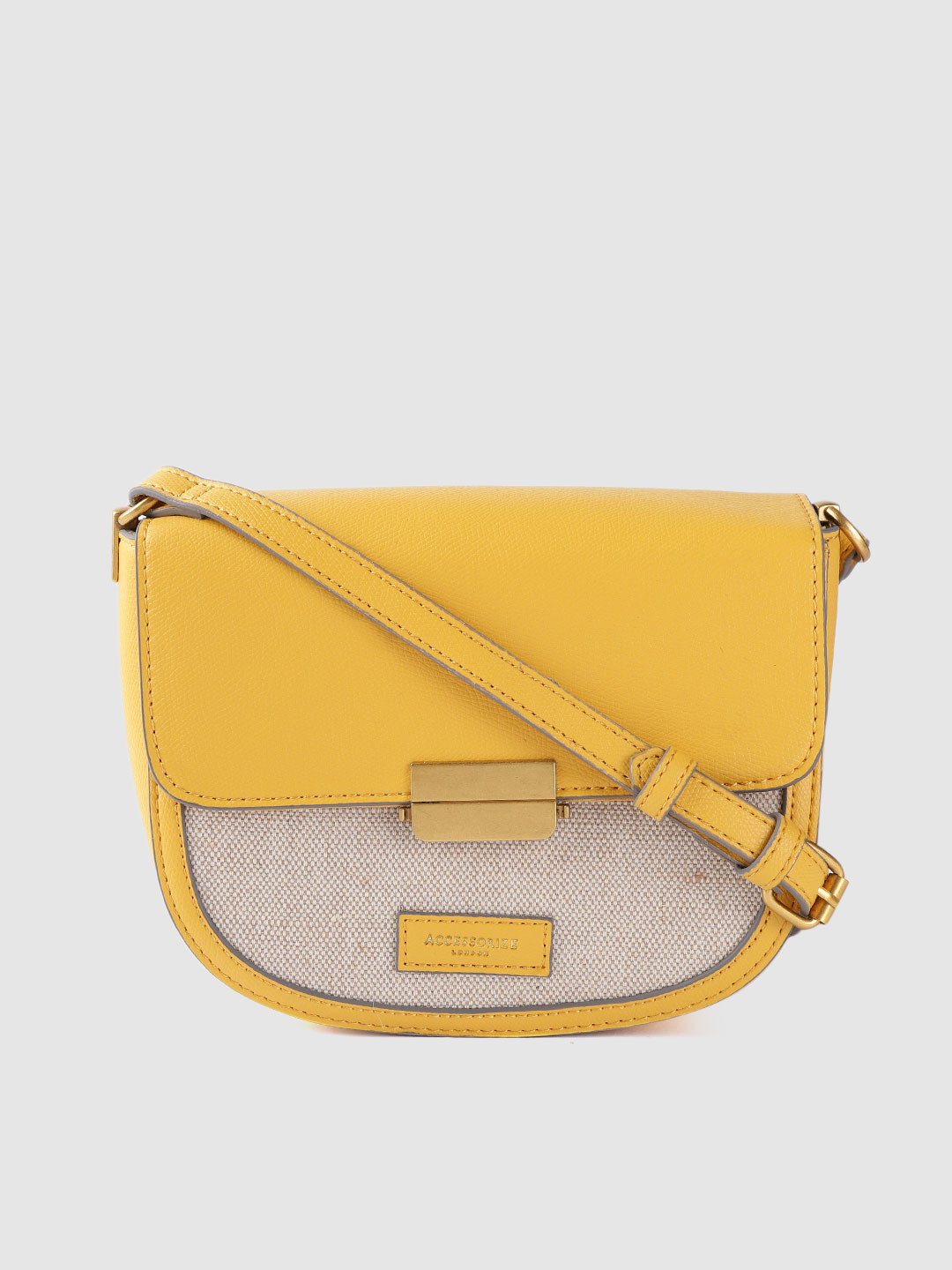 Buy Accessorize Mustard Yellow & Beige Colourblocked Sling Bag