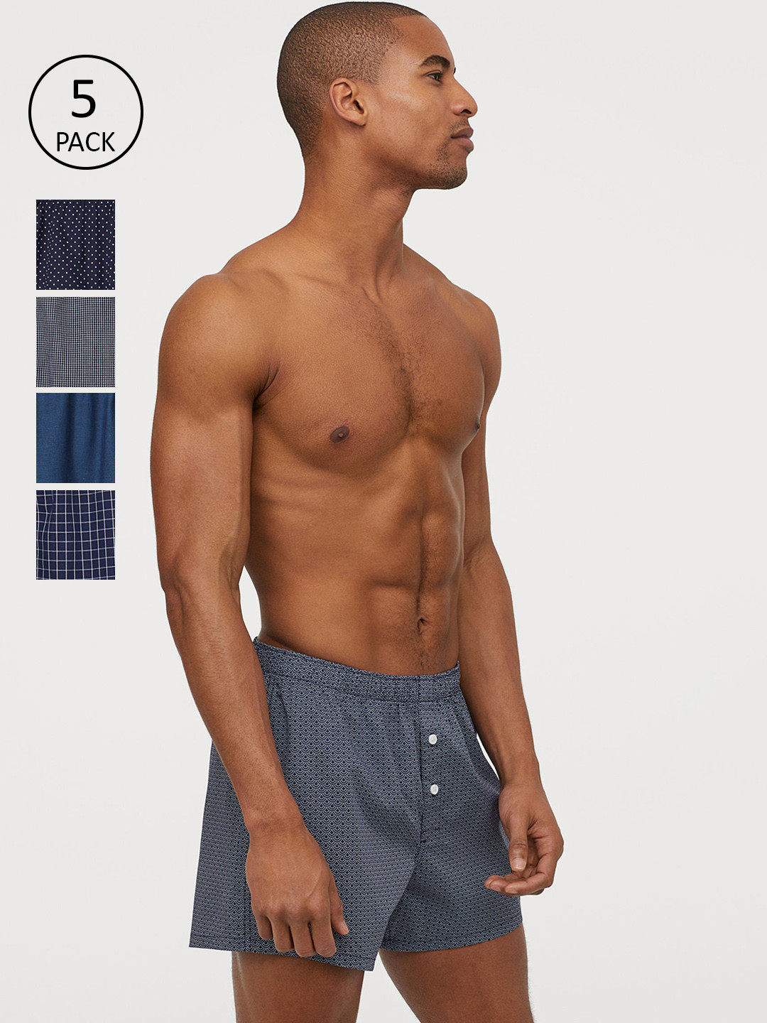 Buy H&M Men 5 Pack Woven Boxer Shorts Briefs for Men 11407586 Myntra