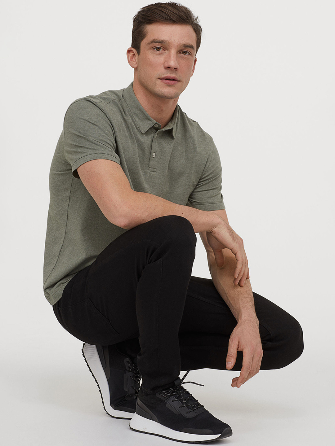 Buy H&M Men Green Polo T Shirt Slim Fit Lounge Tshirts for Men