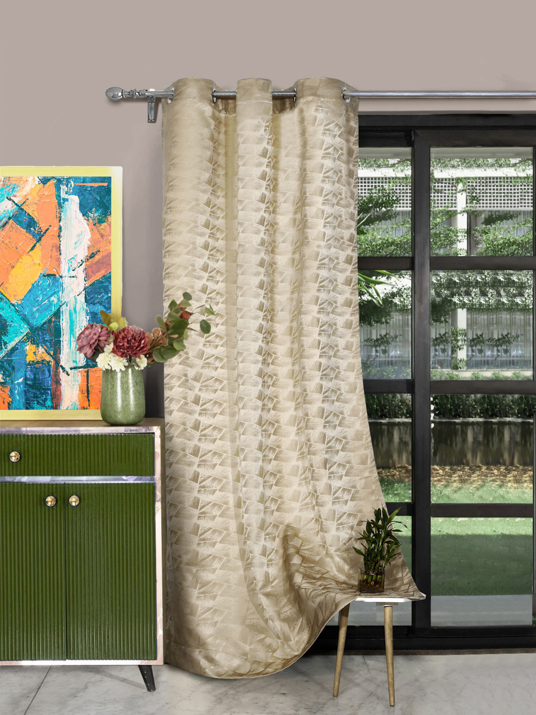 Buy ROSARA HOME Beige Single Long Door Curtain - Curtains And Sheers ...
