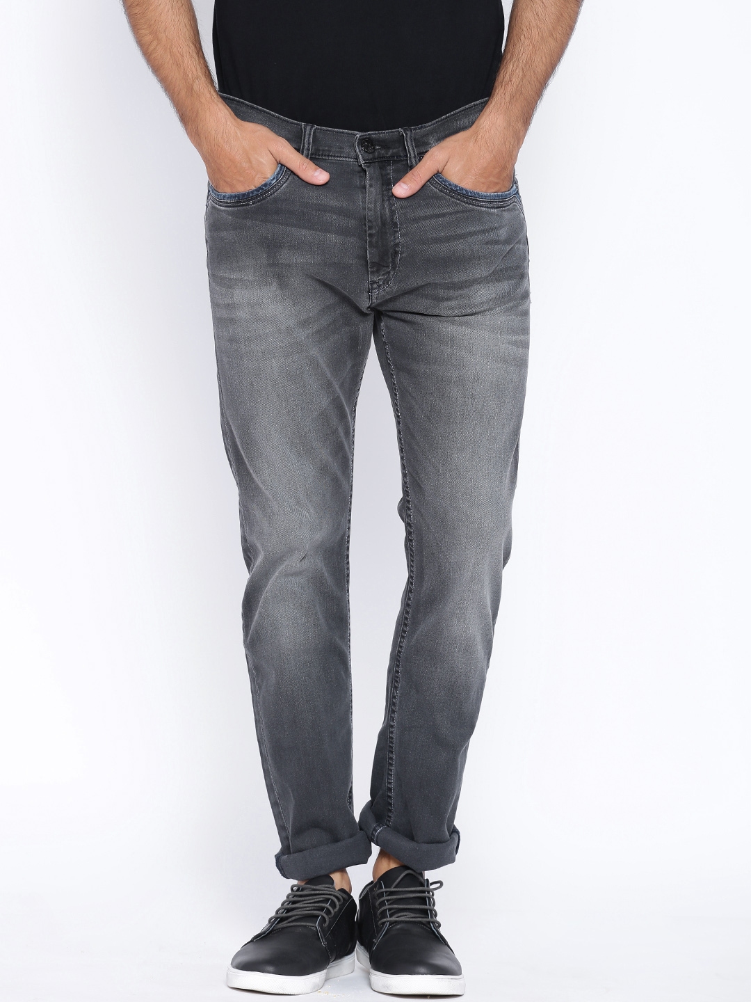 Buy Lee Charcoal Grey Macky Regular Fit Jeans Jeans For Men 1140950 Myntra 