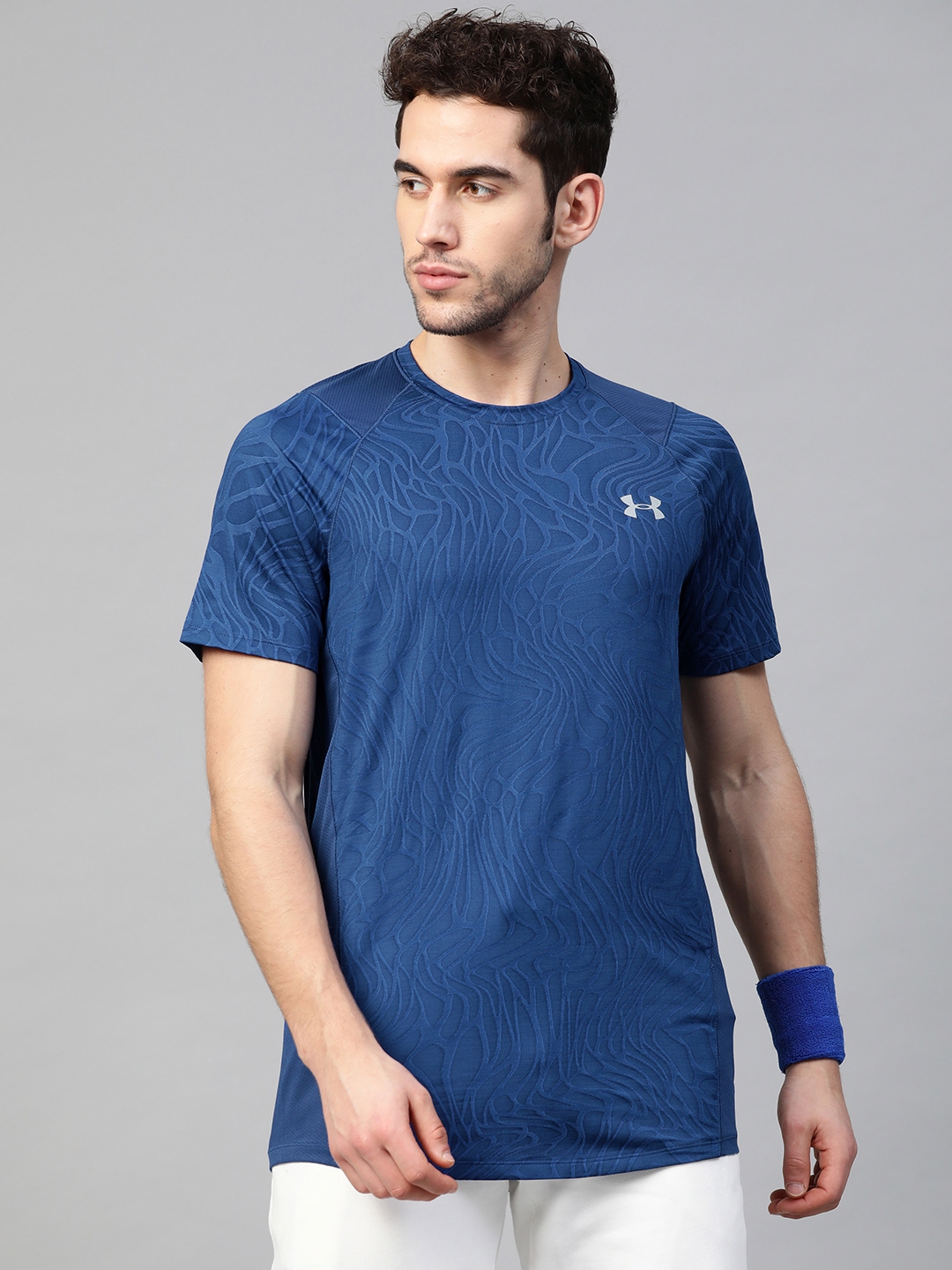 Buy UNDER ARMOUR Men Blue MK 1 Jacquard SS Training T Shirt - Tshirts ...