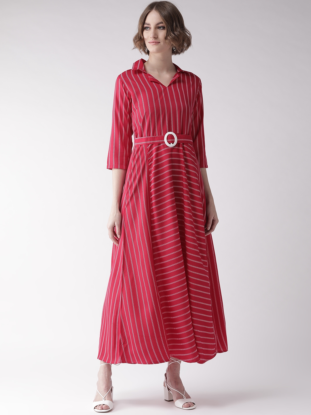 Buy Uandf Women Red And White Striped Maxi Dress Dresses For Women 11411154 Myntra