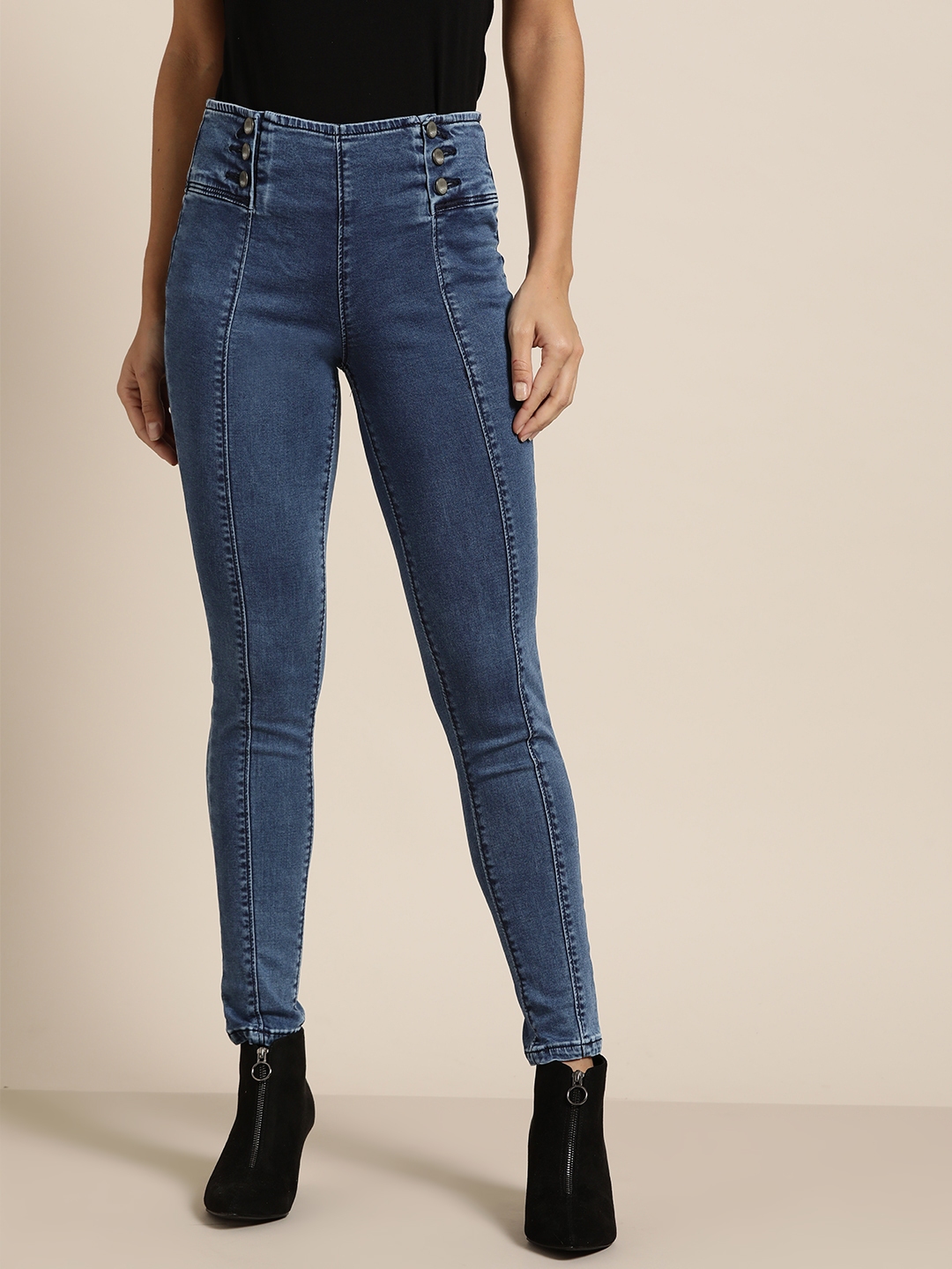 womens blue jean jeggings