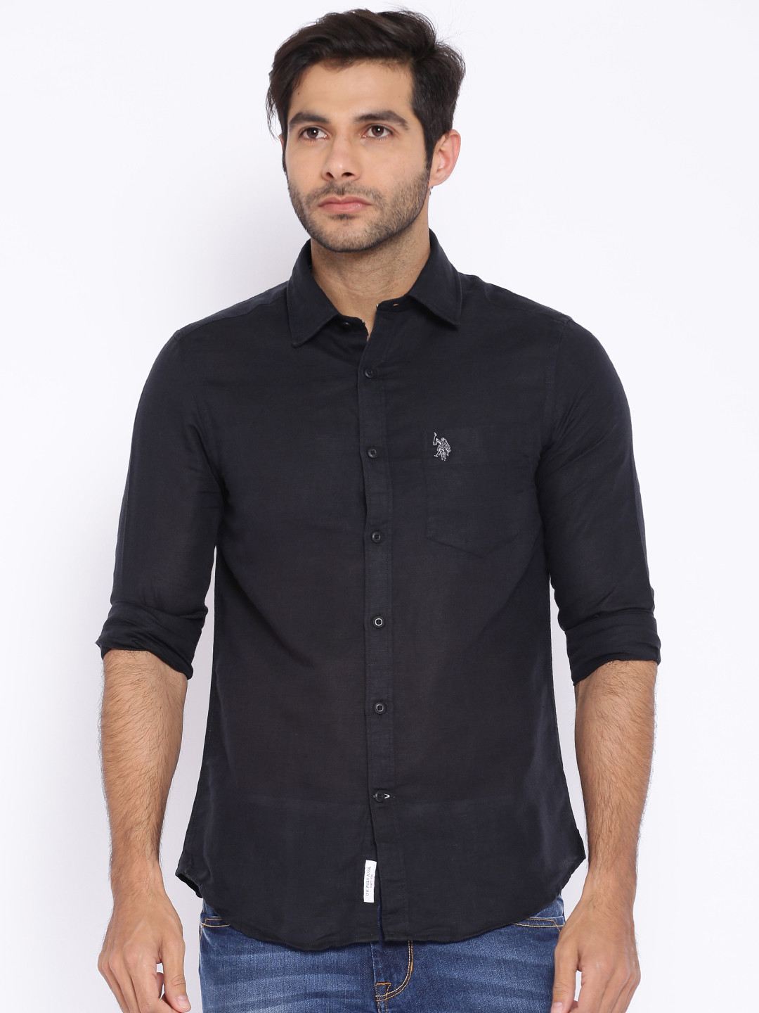 Buy U.S. Polo Assn. Black Linen Tailored Fit Shirt Shirts for Men 1141859 Myntra