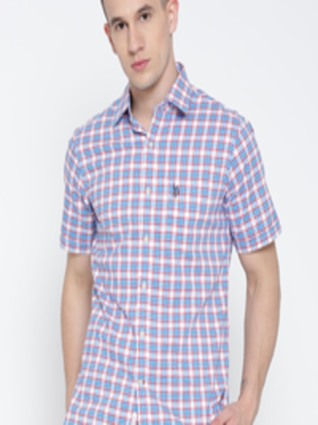 Buy U.S. Polo Assn. White & Blue Checked Tailored Fit Casual Shirt ...
