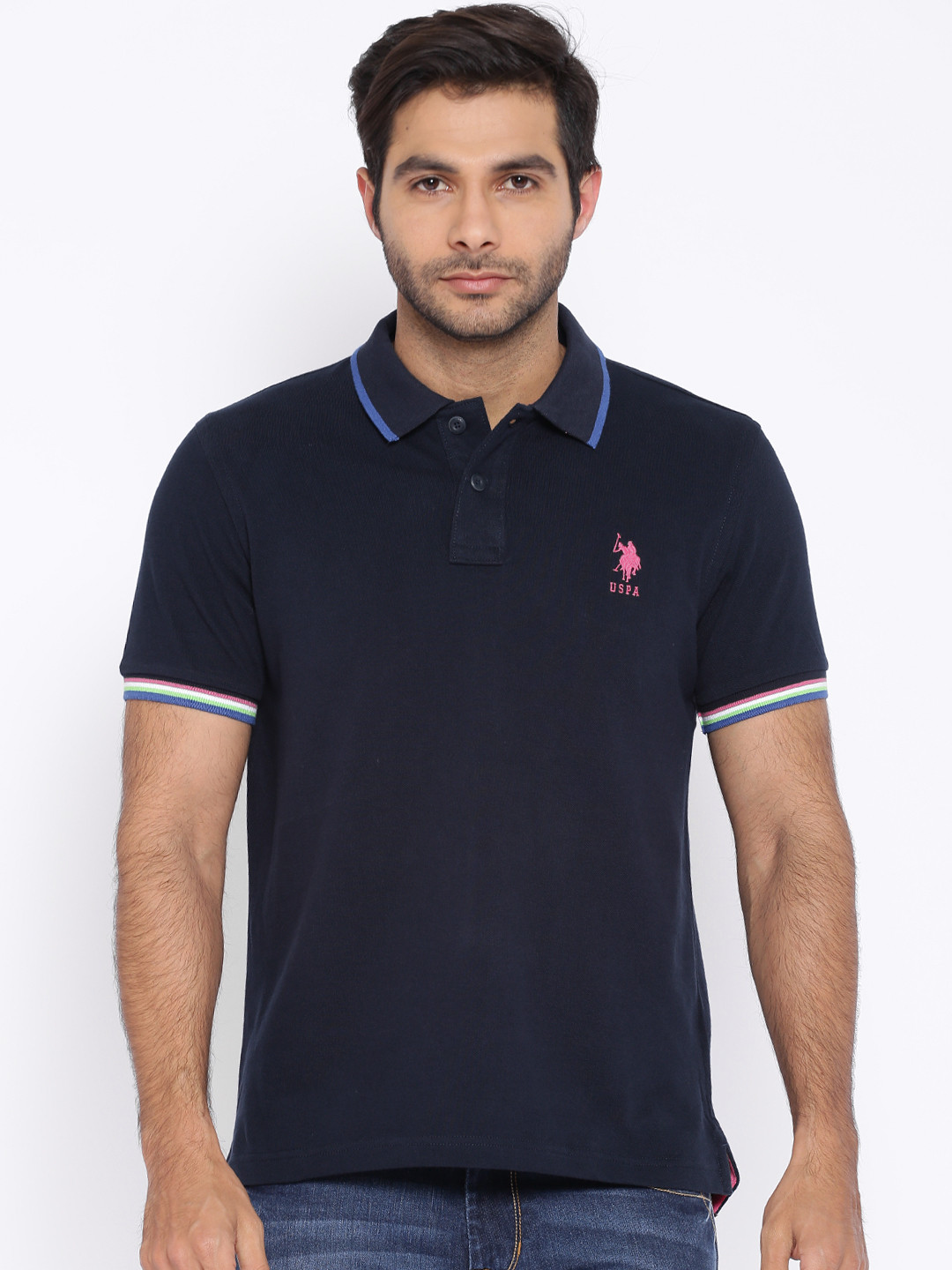 Buy U.S. Polo Assn. Navy Polo Pure Cotton T Shirt Tshirts for Men