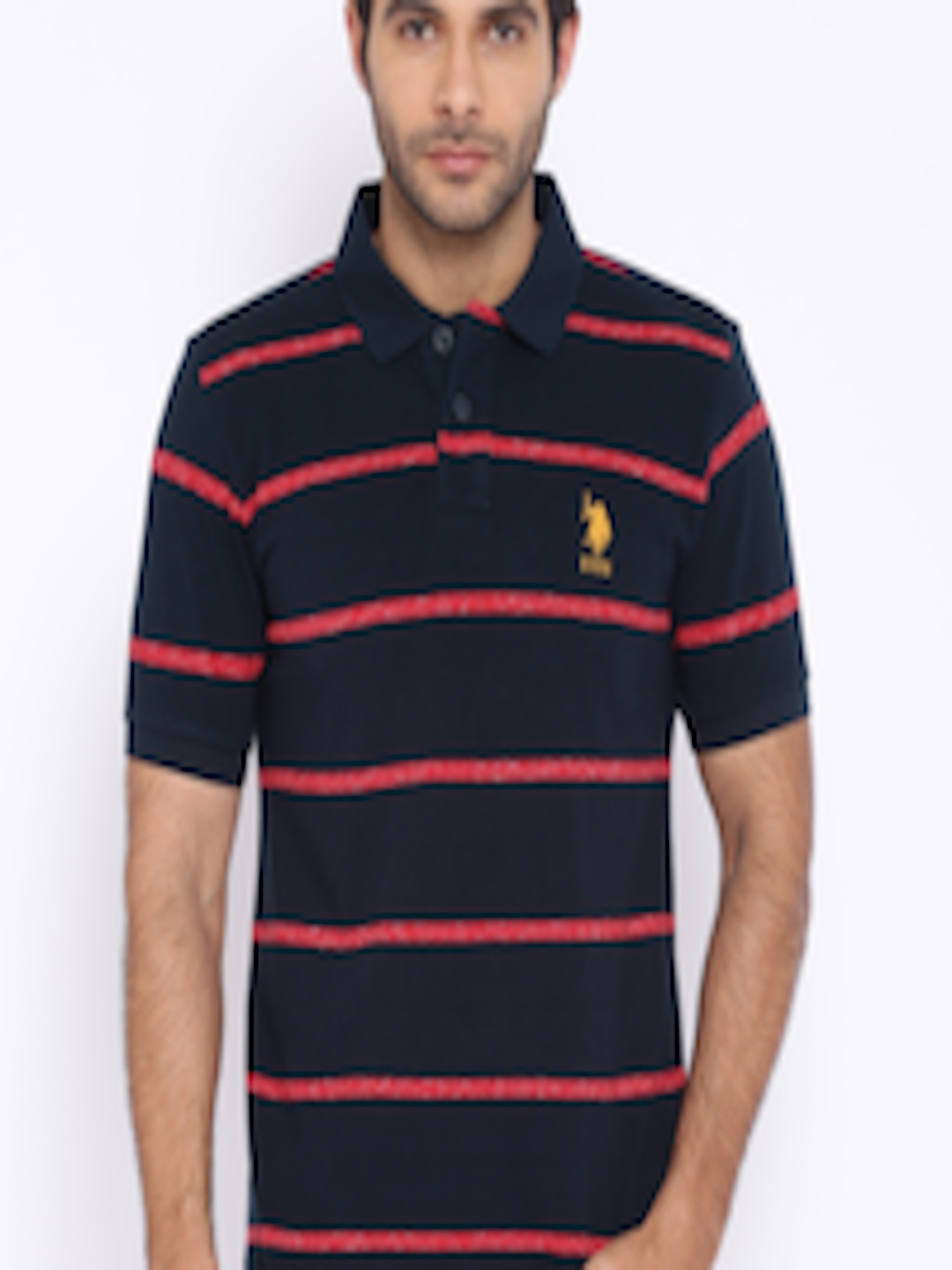 Buy U.S. Polo Assn. Navy Red Striped Polo Pure Cotton T Shirt - Tshirts ...