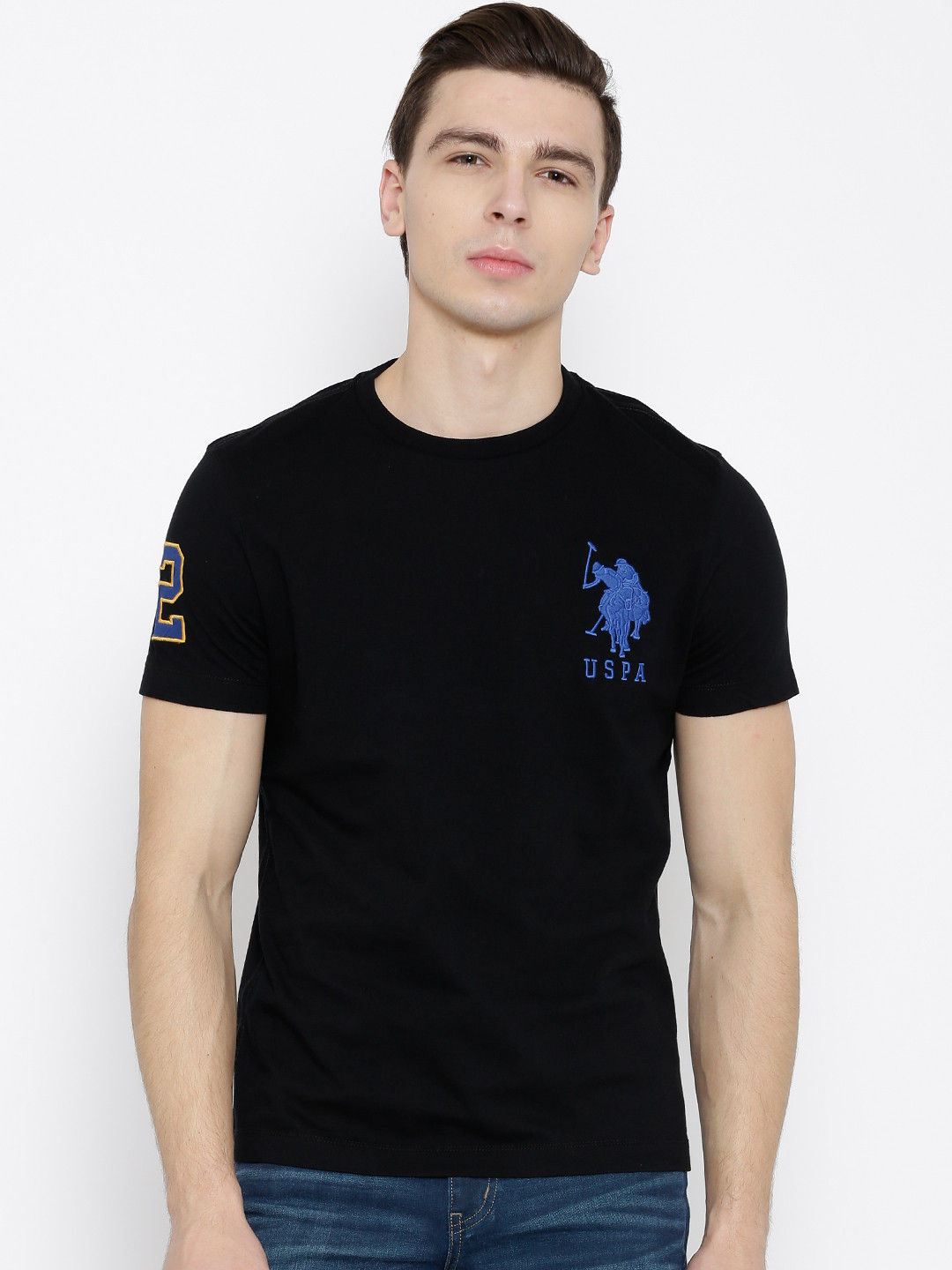 Buy U.S. Polo Assn. Black Pure Cotton T Shirt Tshirts for Men 1142104