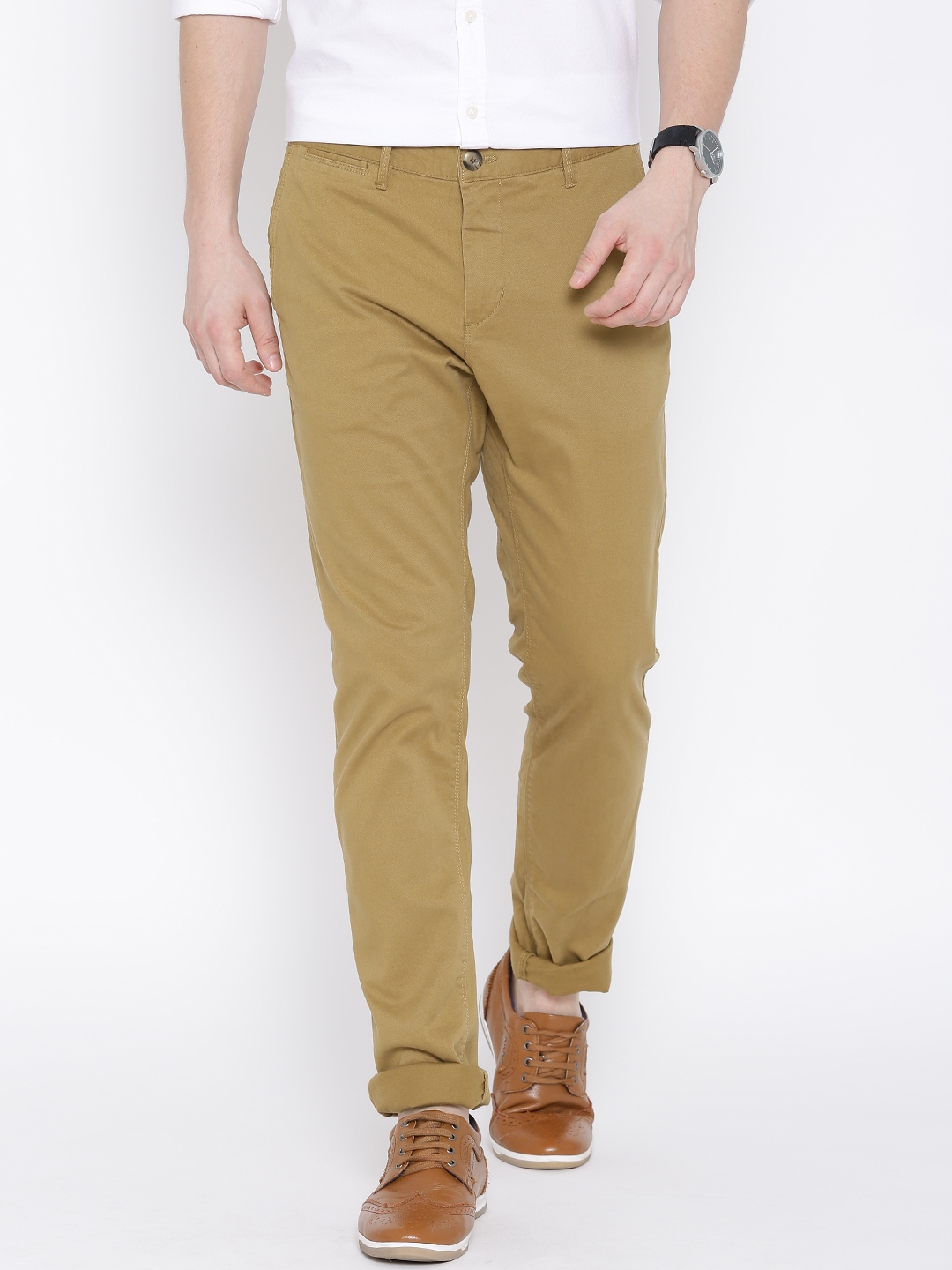 Buy U.S. Polo Assn. Khaki Slim Casual Trousers - Trousers for Men ...