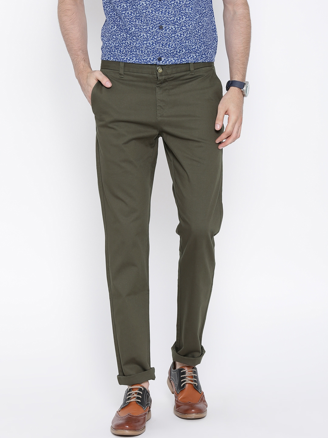 Buy U.S. Polo Assn. Olive Green Casual Trousers - Trousers for Men ...
