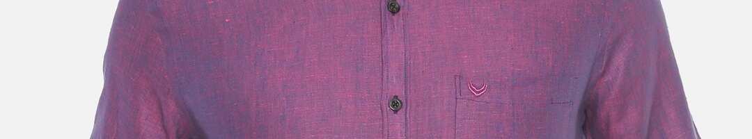 Buy Linen Club Men Purple Regular Fit Solid Sustainable Formal Shirt ...