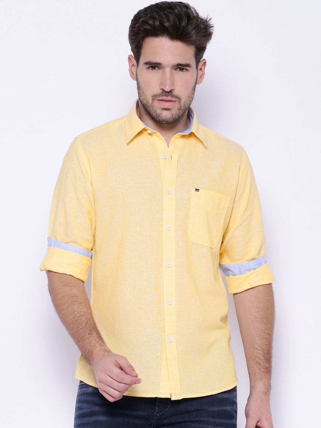 Buy Pepe Jeans Yellow Striped Semi Fit Casual Linen Shirt - Shirts for ...