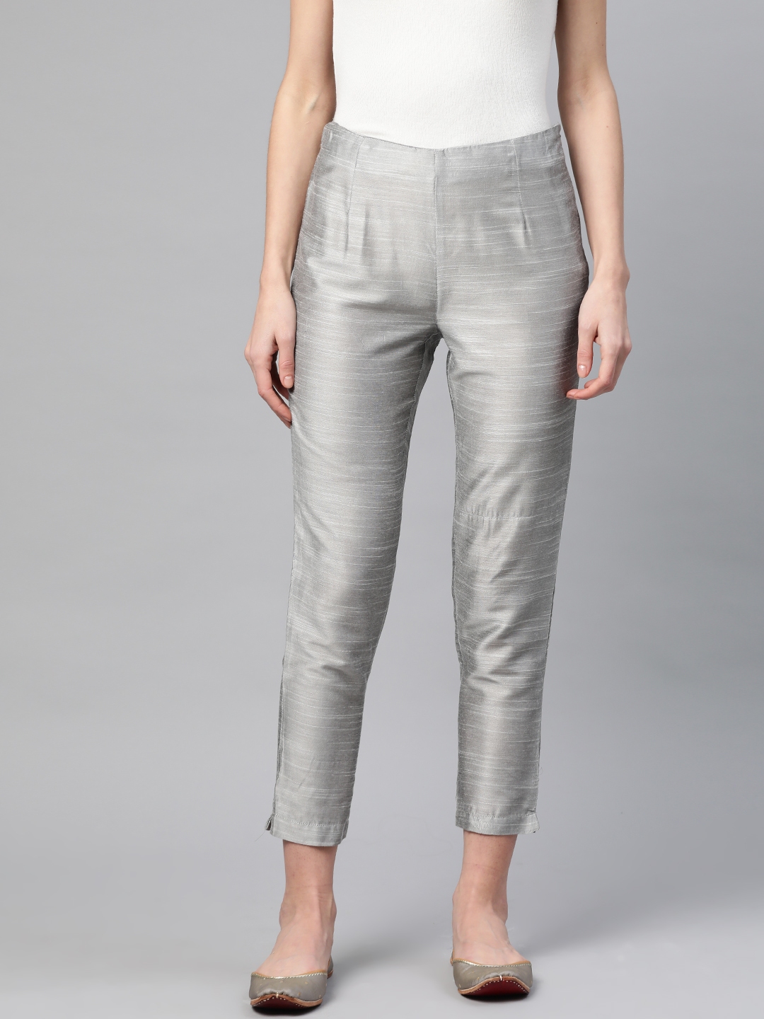 silver trousers zara