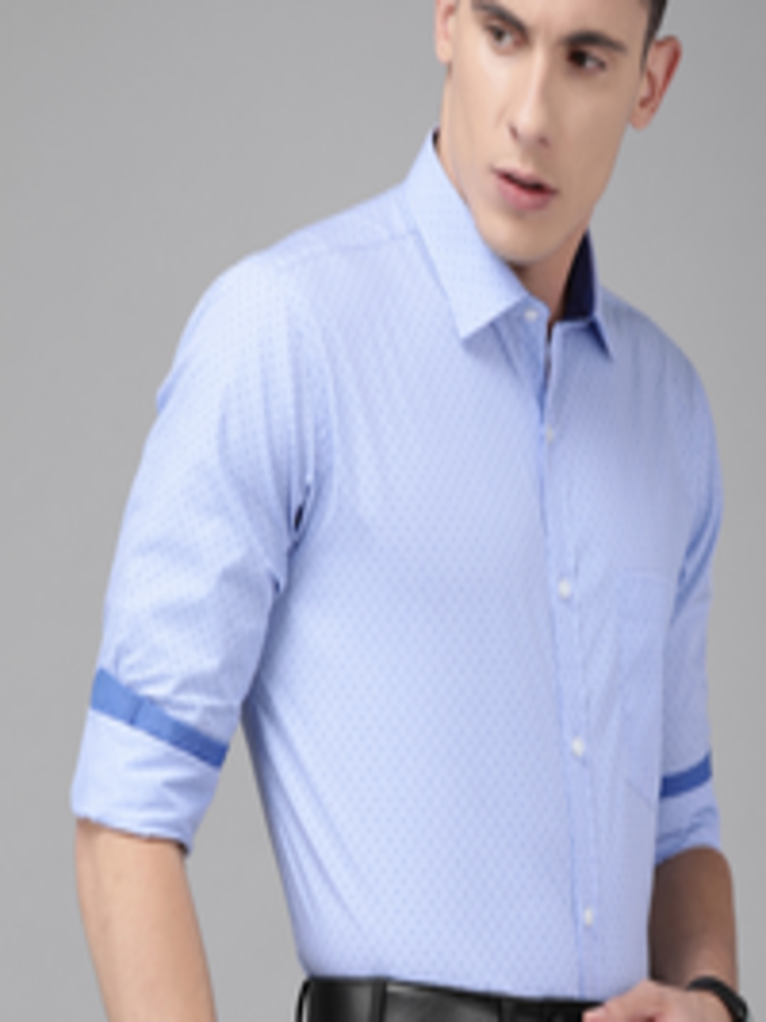 Buy Park Avenue Men Blue & White Slim Fit Checked Formal Shirt - Shirts ...