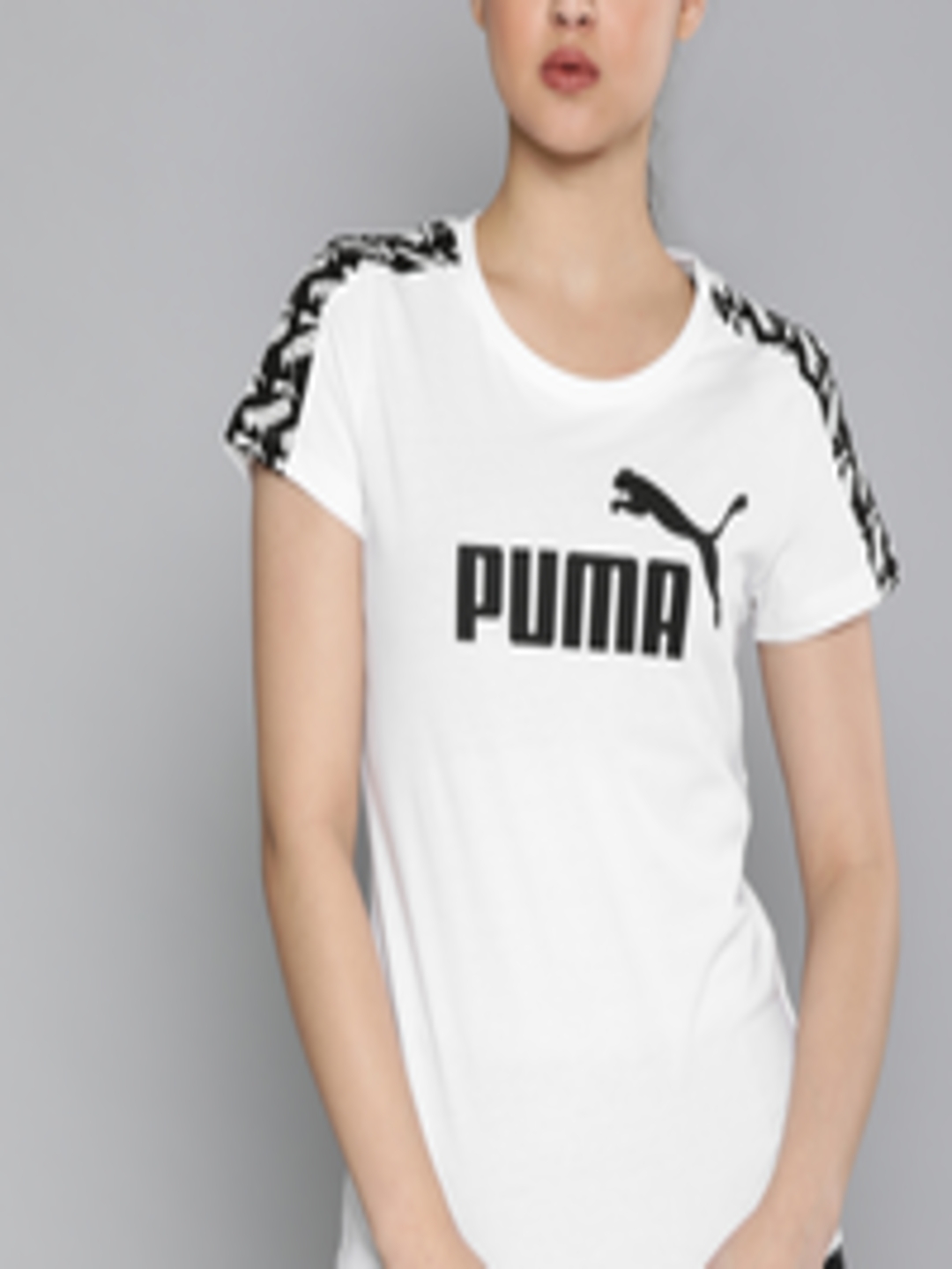 Buy Puma Women White Printed Round Neck Pure Cotton T Shirt - Tshirts ...