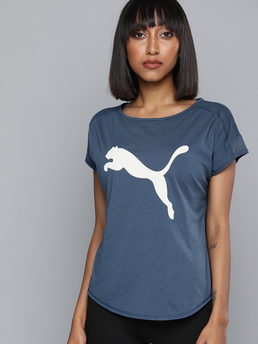 Buy Puma Women Navy Blue Printed Round Neck Training T Shirt - Tshirts ...