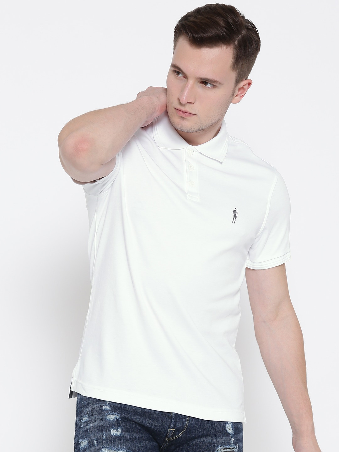 Buy Jockey Men White Solid Polo Collar T Shirt Tshirts for Men