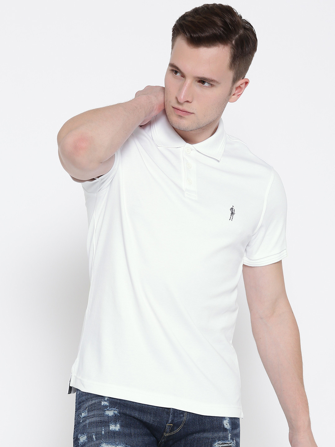 Buy Jockey Men White Solid Polo Collar T Shirt Tshirts for Men