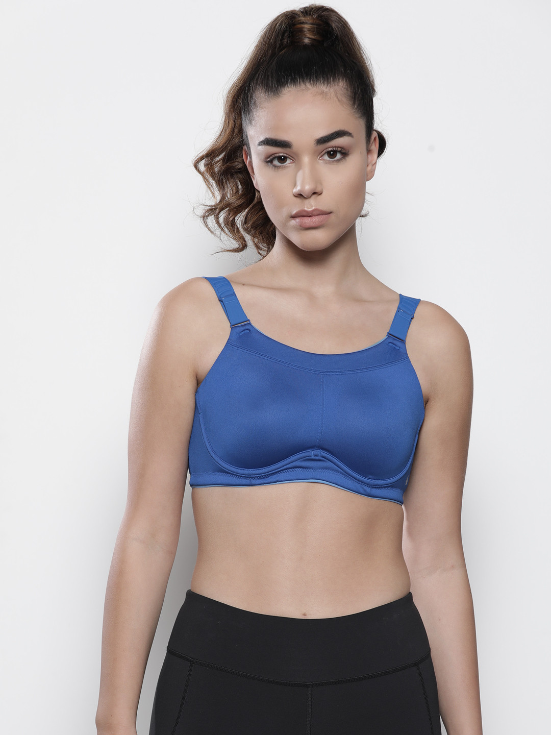 Buy Marks & Spencer Blue Solid Underwired Non Padded Sports Bra T336382