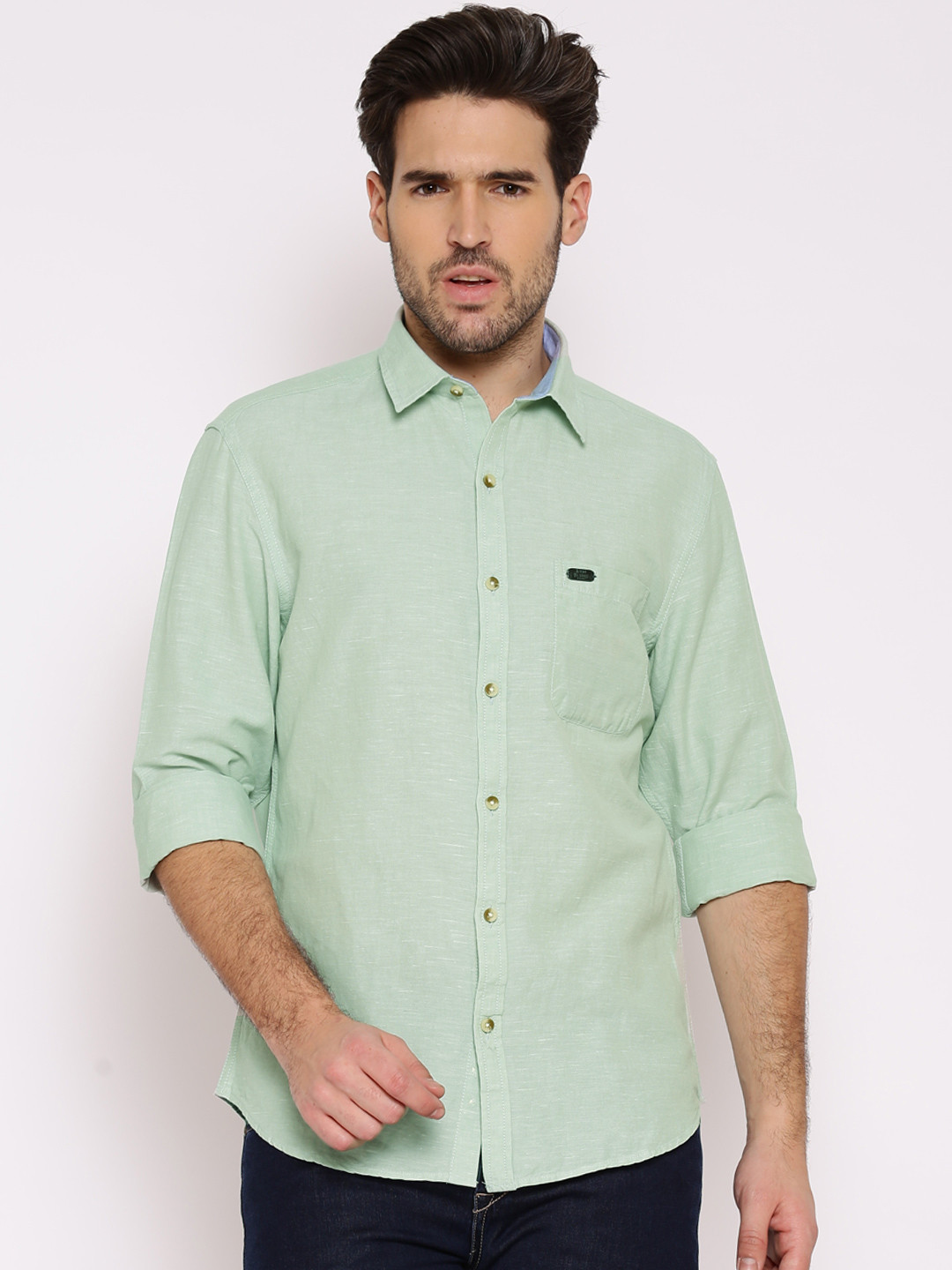 Buy John Players Mint Green Trim Casual Shirt Shirts for Men 1144621