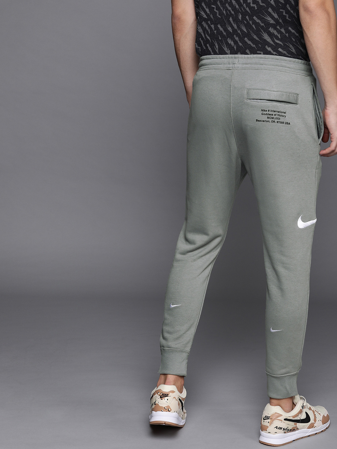 mens grey nike swoosh joggers