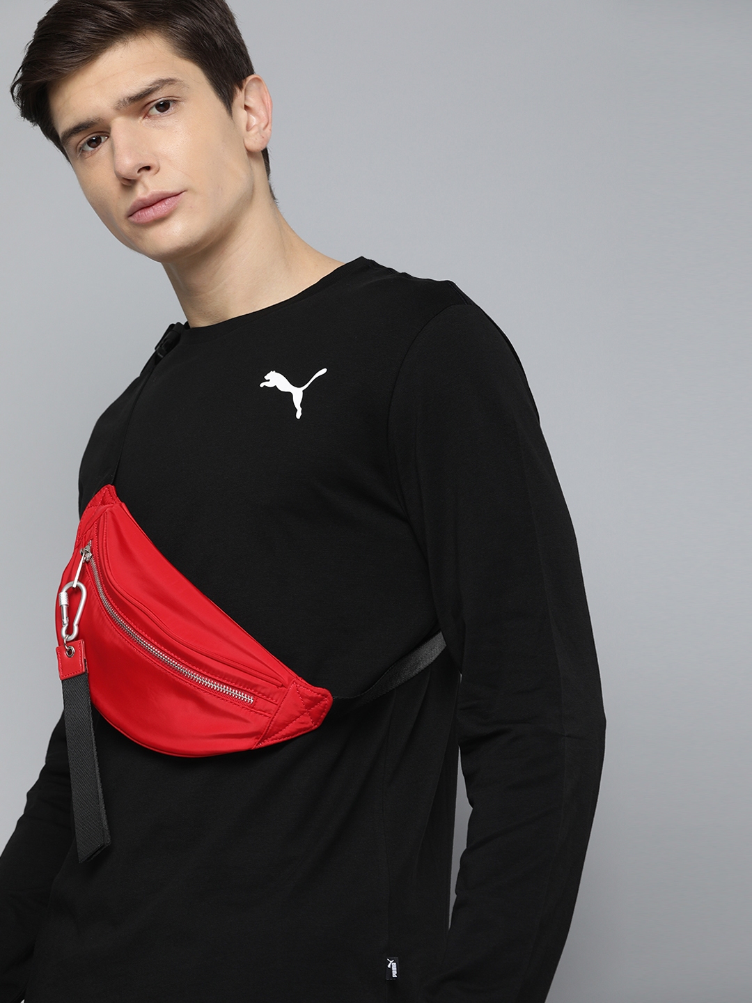 Buy Puma Men Black Solid Round Neck Essentials Long Sleeve T Shirt ...