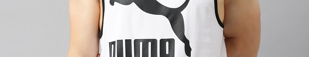 Buy Puma Men White & Black Printed Classics Logo Round Neck T Shirt ...