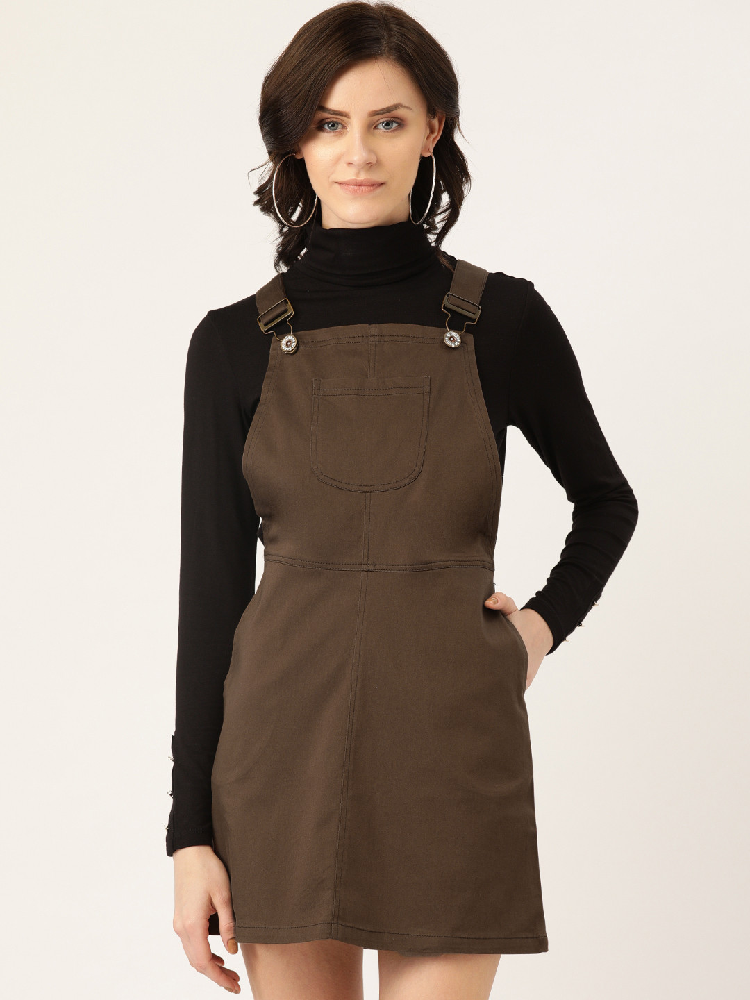olive pinafore dress