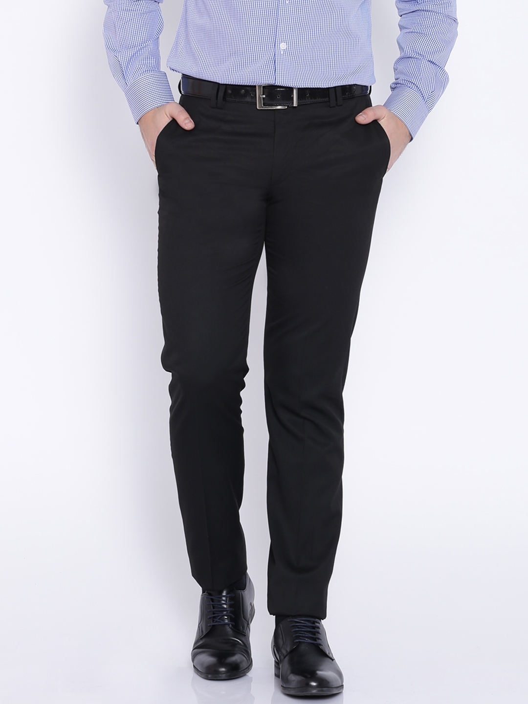 Buy Wills Lifestyle Classic Black Skinny Formal Trousers - Trousers for ...