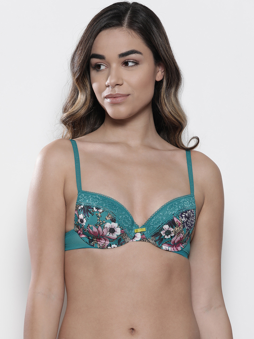 Buy Marks & Spencer Blue & Pink Printed Underwired Lightly Padded