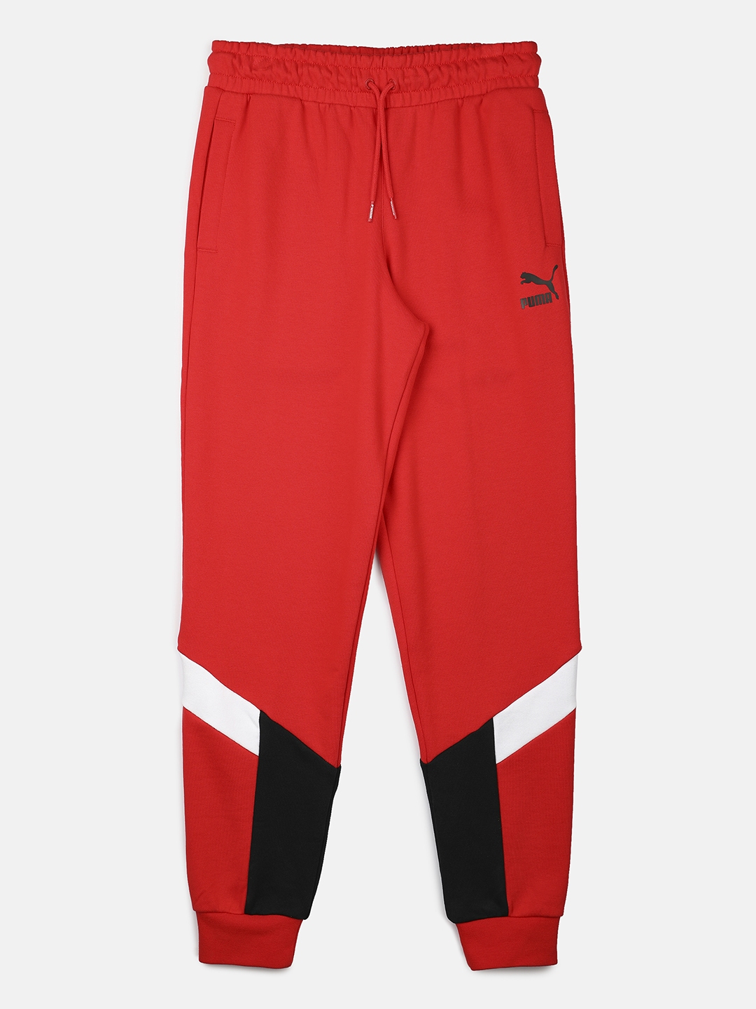 black and red puma joggers
