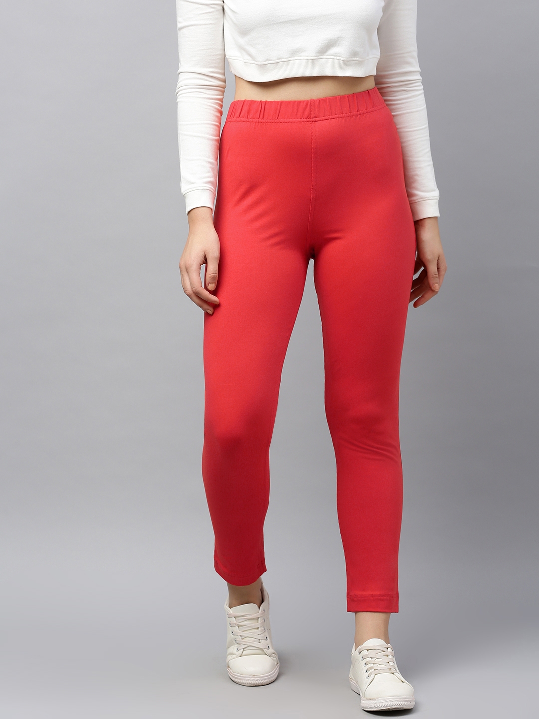 Buy LYRA Women Red Solid Regular Cropped Trousers - Trousers for Women ...