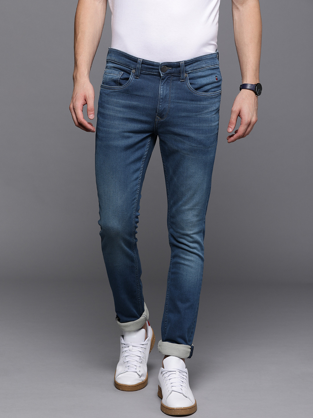 Buy Louis Philippe Jeans Men Blue Albert Super Slim Fit Low Rise Clean