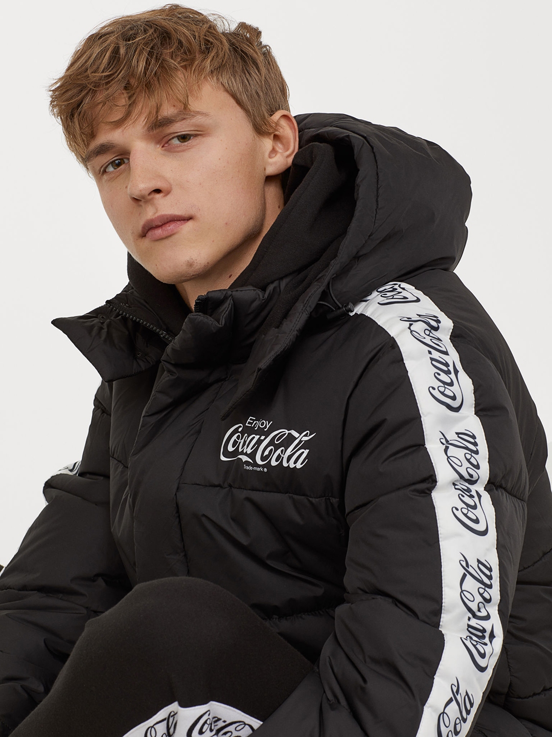 h&m padded jacket with hood