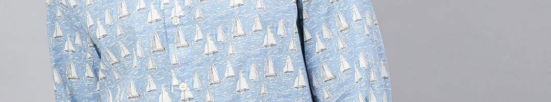 Buy Nautica Men Blue & White Slim Fit Printed Casual Shirt - Shirts for ...