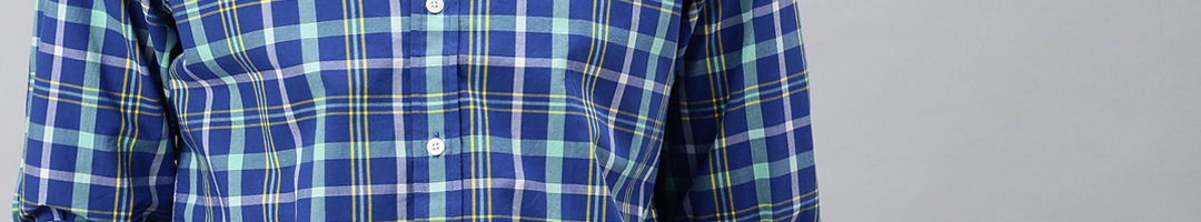 Buy Nautica Men Blue & Sea Green Classic Fit Checked Casual Shirt ...