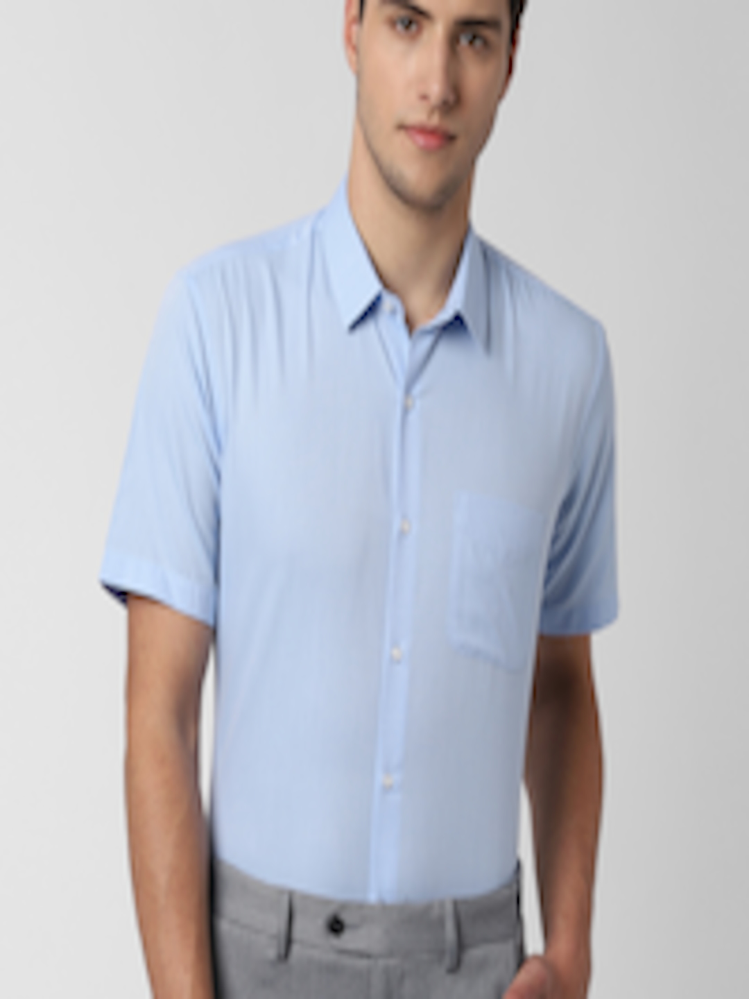 Buy Peter England Men Blue Regular Fit Self Design Formal Shirt ...