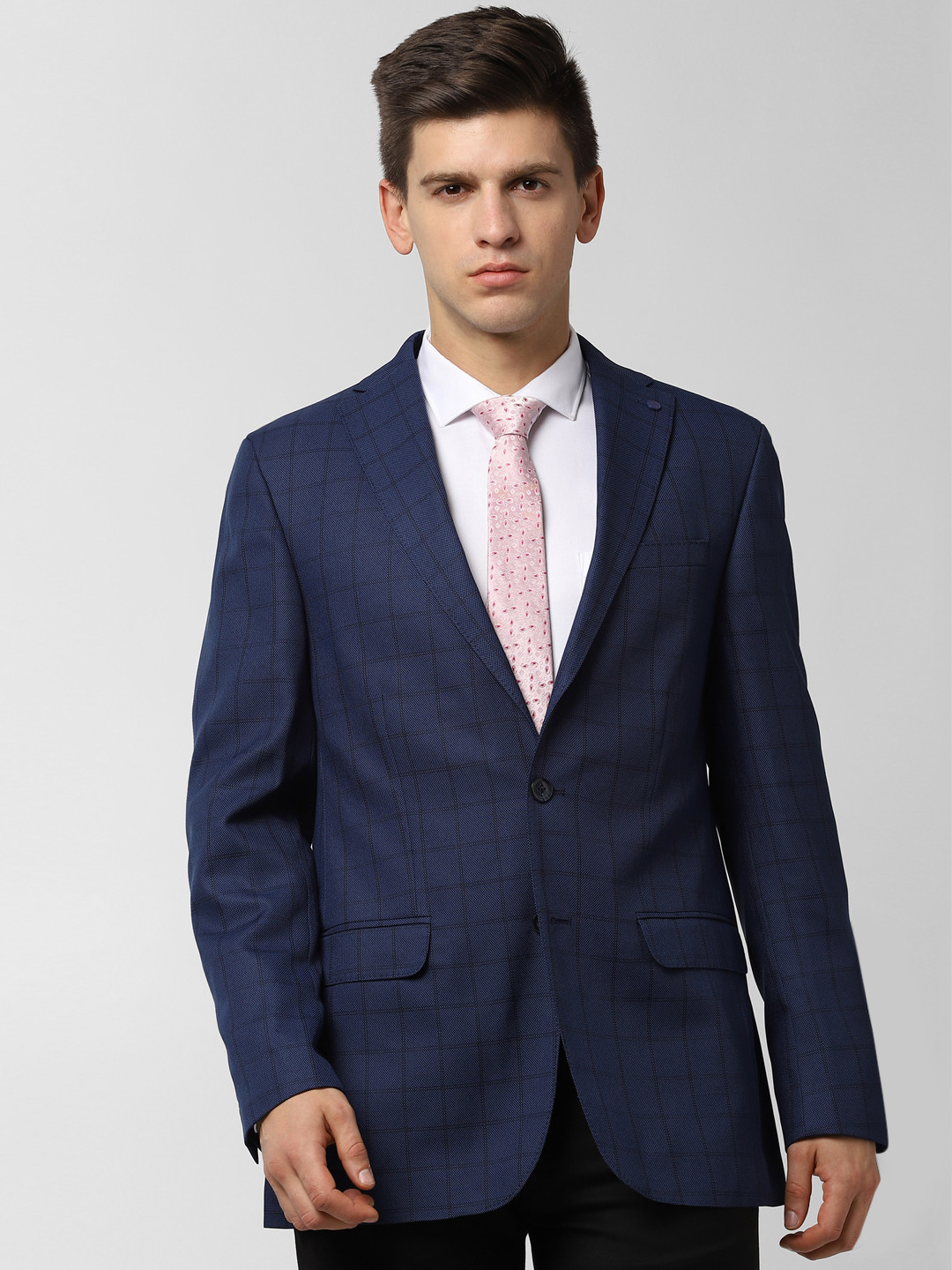 Buy Peter England Men Navy Blue Checked Blazer Blazers for Men