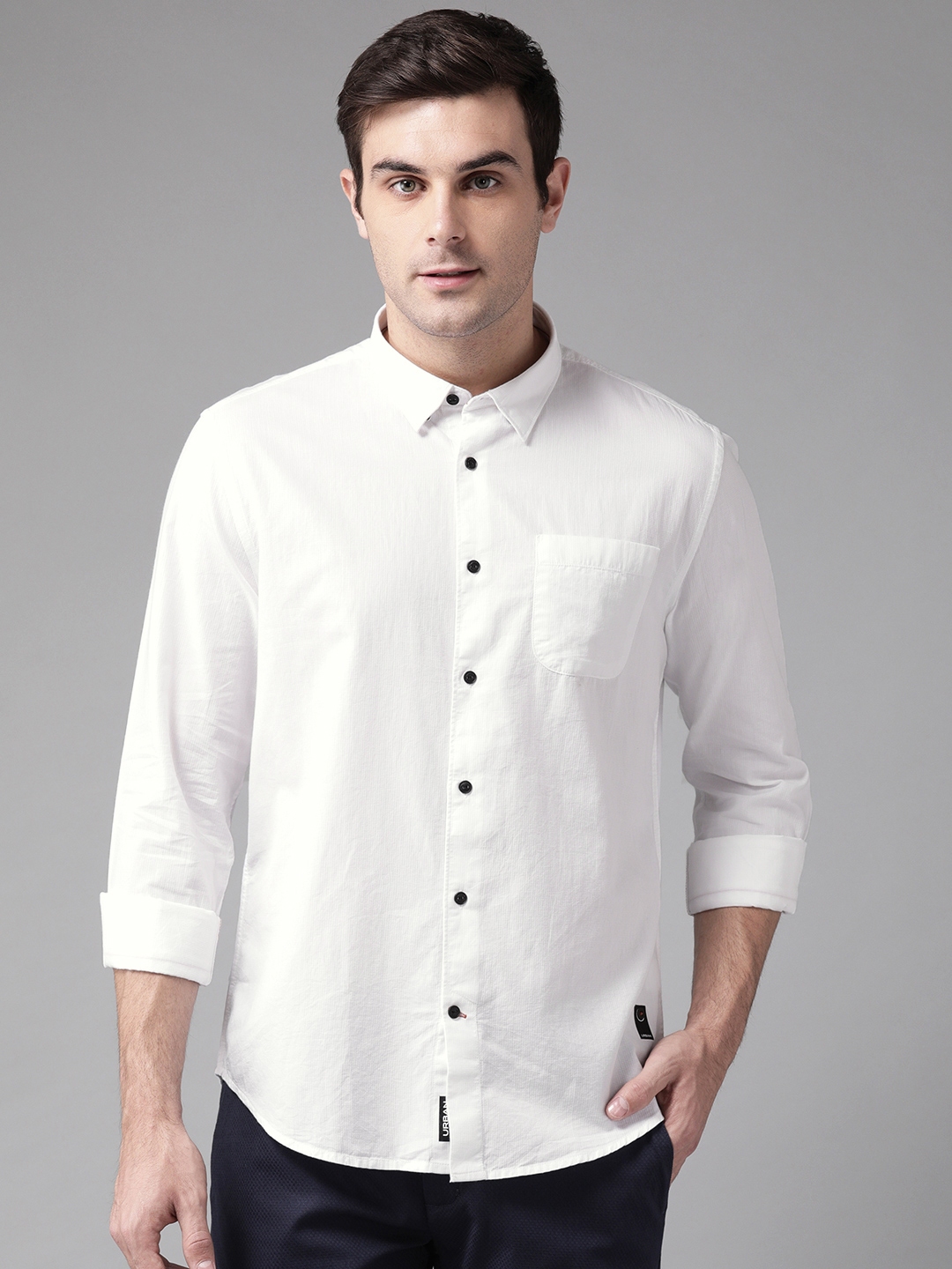 Buy Blackberrys Men White Slim Fit Solid Casual Shirt - Shirts for Men ...